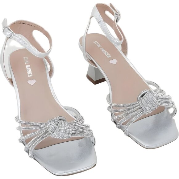 Steve Madden Lucia Girls Silver Heeled Sandal Size 4 Kids - Picture 1 of 6